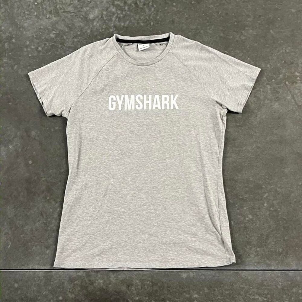 Womens Gymshark Gray Short Sleeve Logo Workout T Shirt